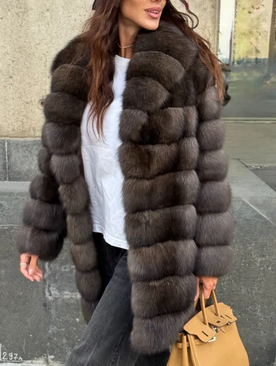 Шуба из меха баргузинского соболя - седина 2 - фото 4