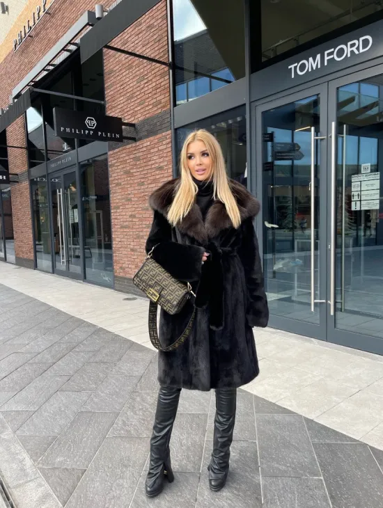 Норковая шуба с капюшоном из меха соболя  седена 1/2 - фото 9