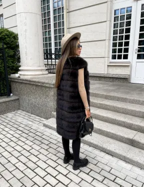 Жилет из куницы в цвете соболь - фото 2