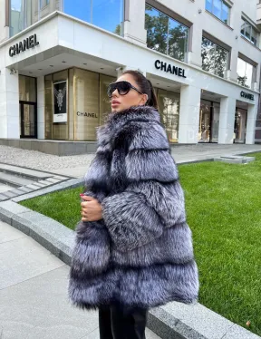 Шуба из меха чернобурой лисы - фото 2