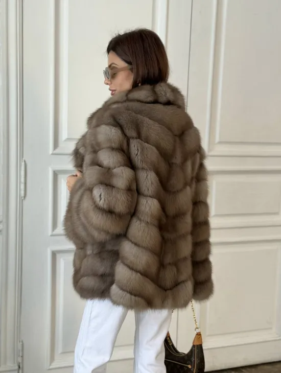 Шуба из куницы воротник английский - фото 8