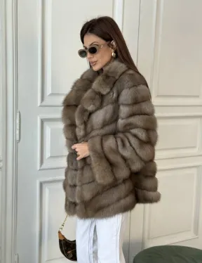 Шуба из куницы воротник английский - фото 3