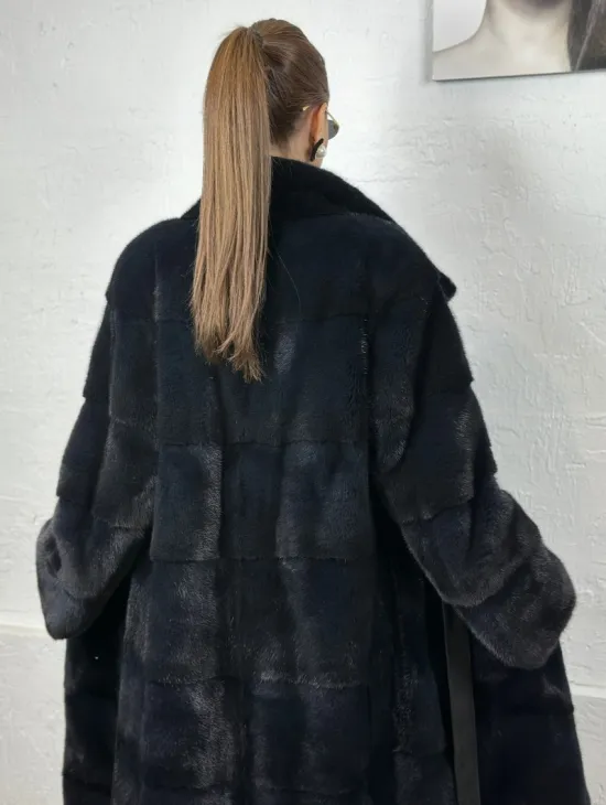 Норка поперечка стойка воротник - цвет инфинити - фото 3