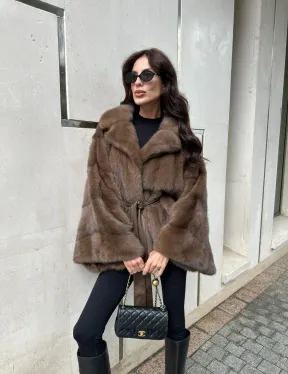 Шуба норковая автоледи - цвет соболь - фото 7