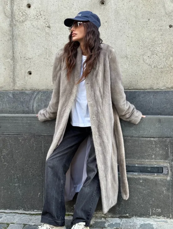 Шуба - пальто в винтажном стиле из скандинавской норки - фото 10